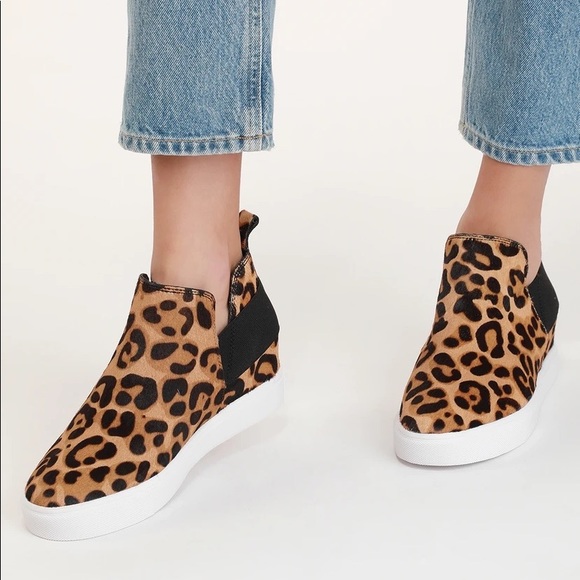 Steve Madden Leopard/Cheetah Print Wedge Sneakers, Size 9 - Picture 2 of 7